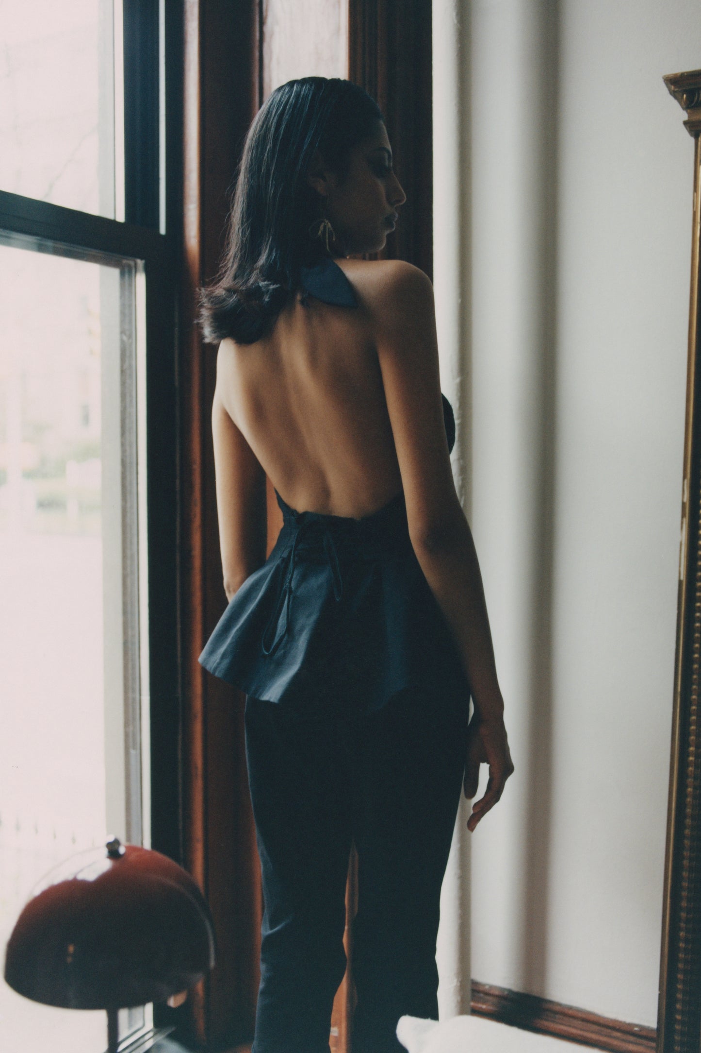 Sculpted Halter Top in Black