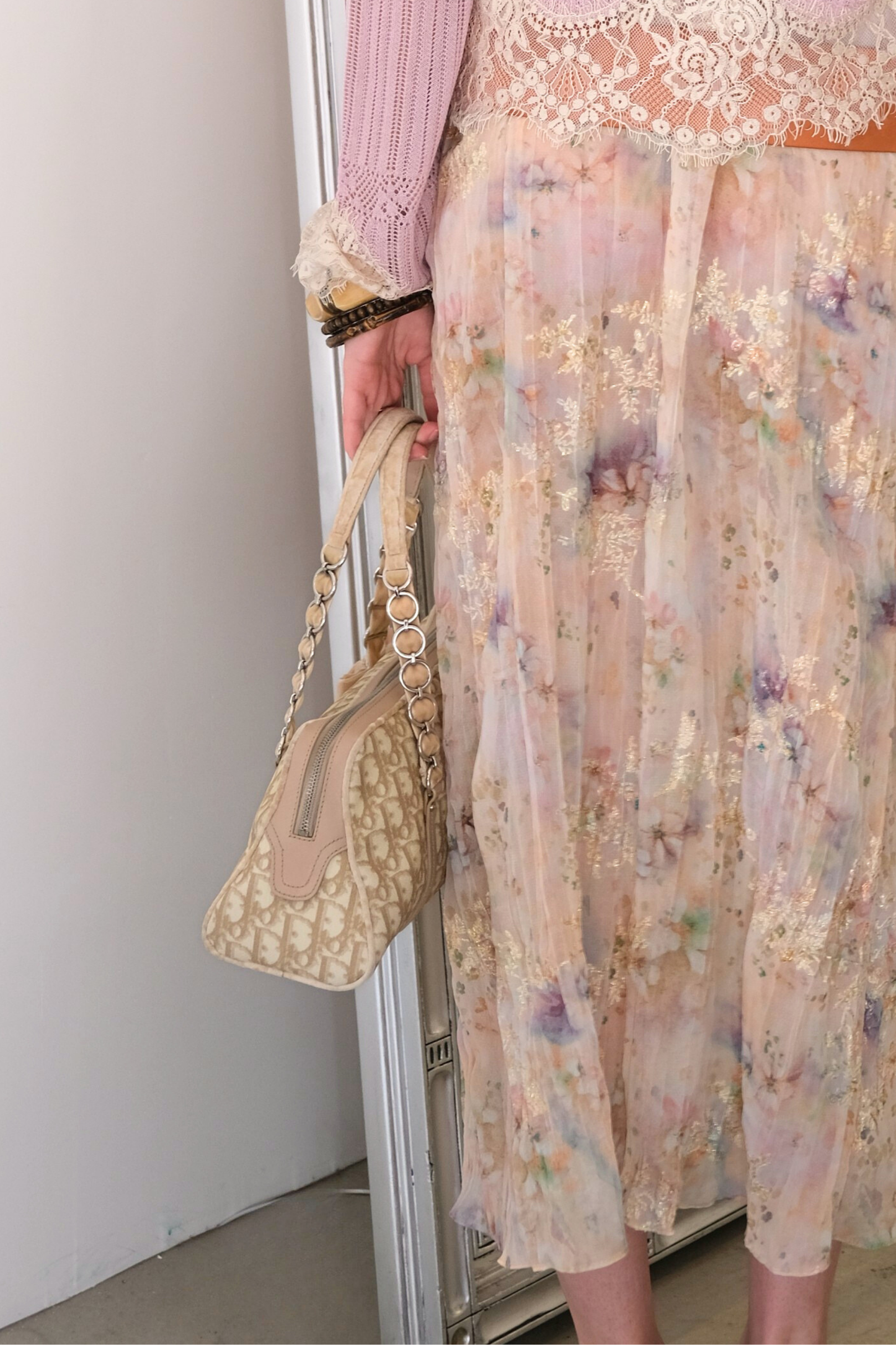 Dior Pink Monogram Shoulder Bag