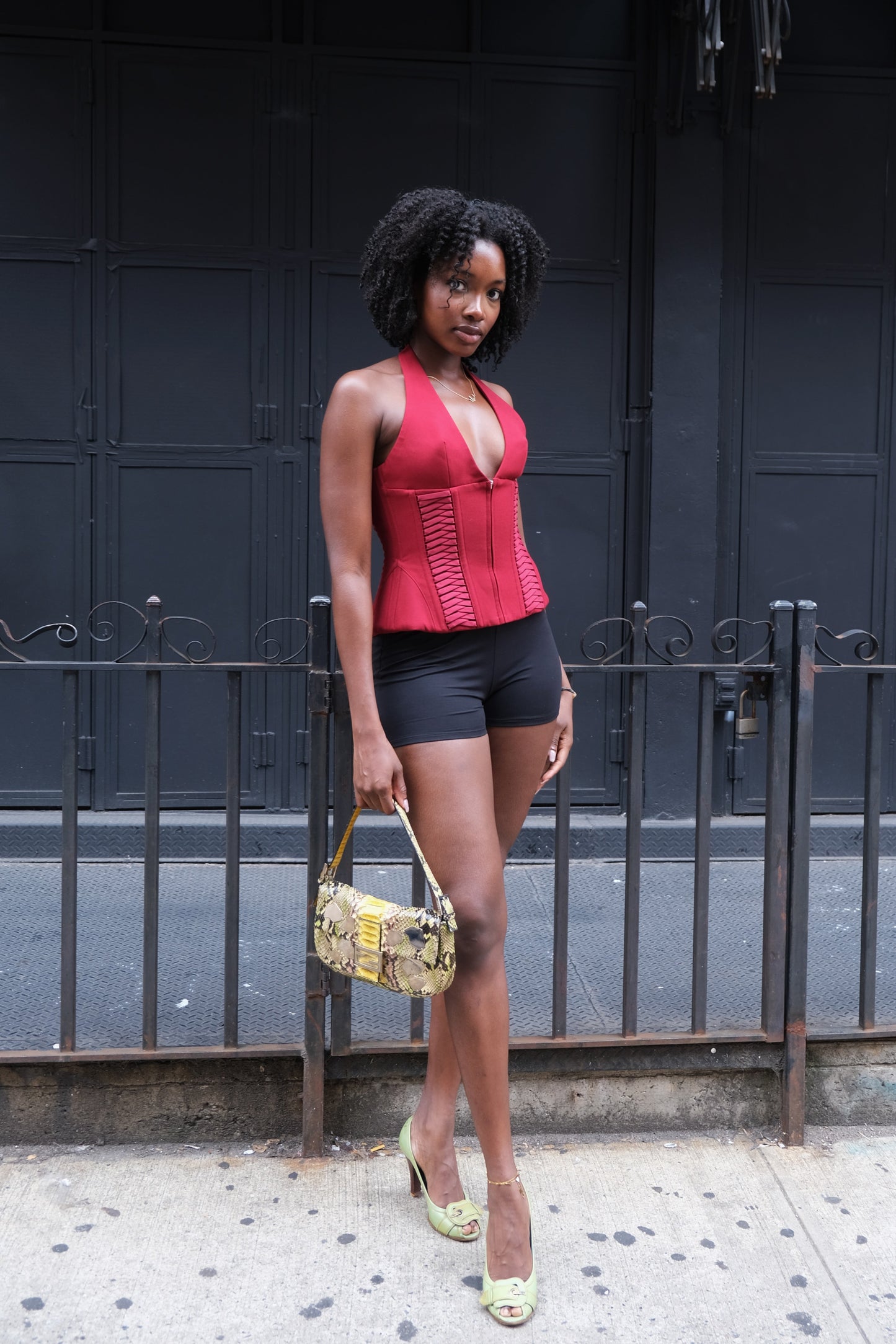 Julia Halterneck Corset Top Red