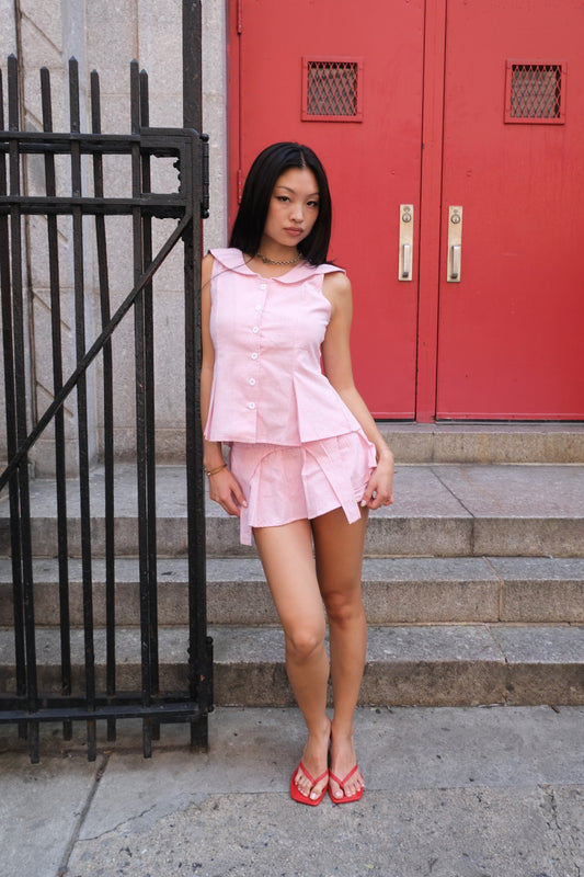 Pink Gingham Garter Shorts