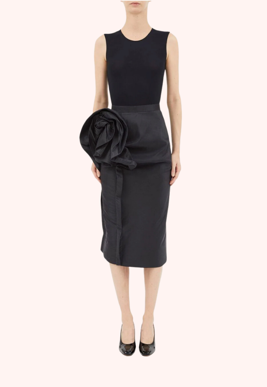 Draped Floral-detail Midi Skirt (Final Sale)