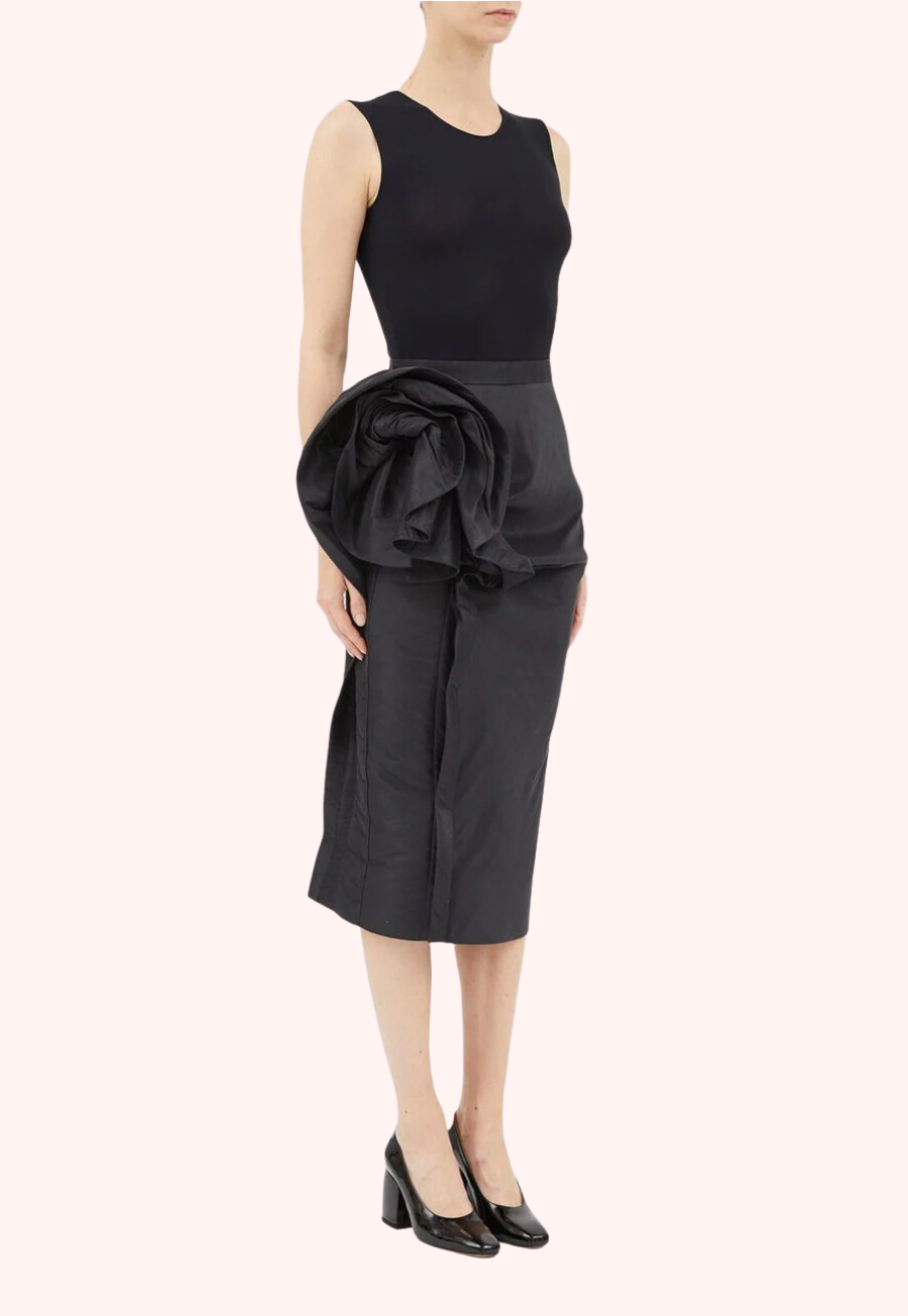 Draped Floral-detail Midi Skirt (Final Sale)