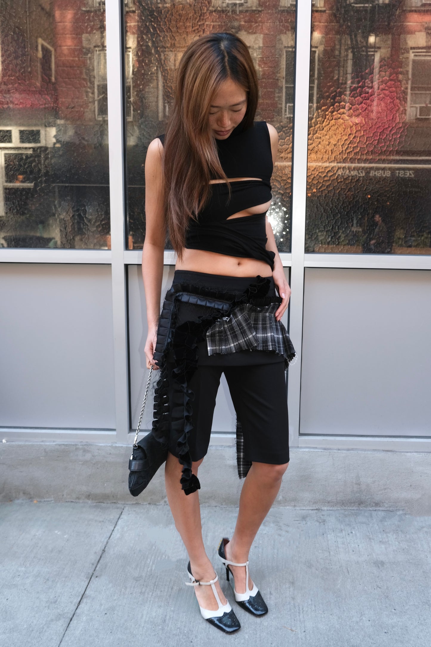 Pleats Layered Bermuda Shorts