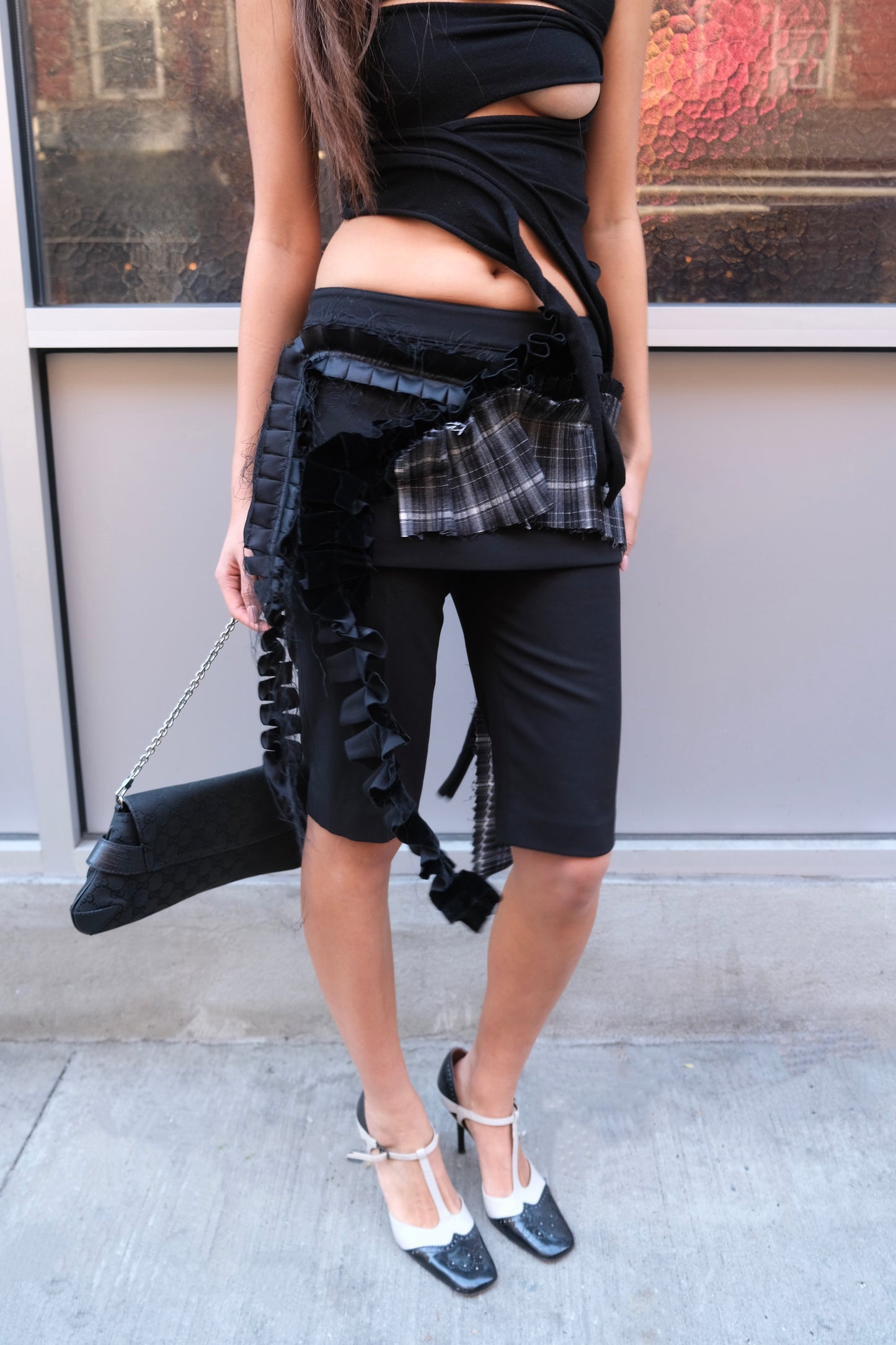 Pleats Layered Bermuda Shorts