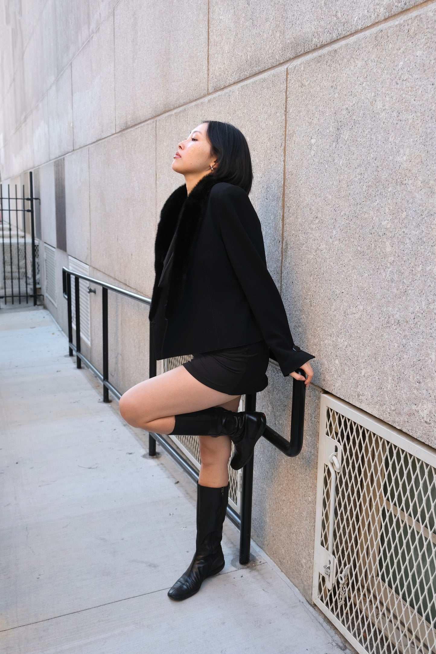 Vintage Valentino Fur Trim Wrap Blazer