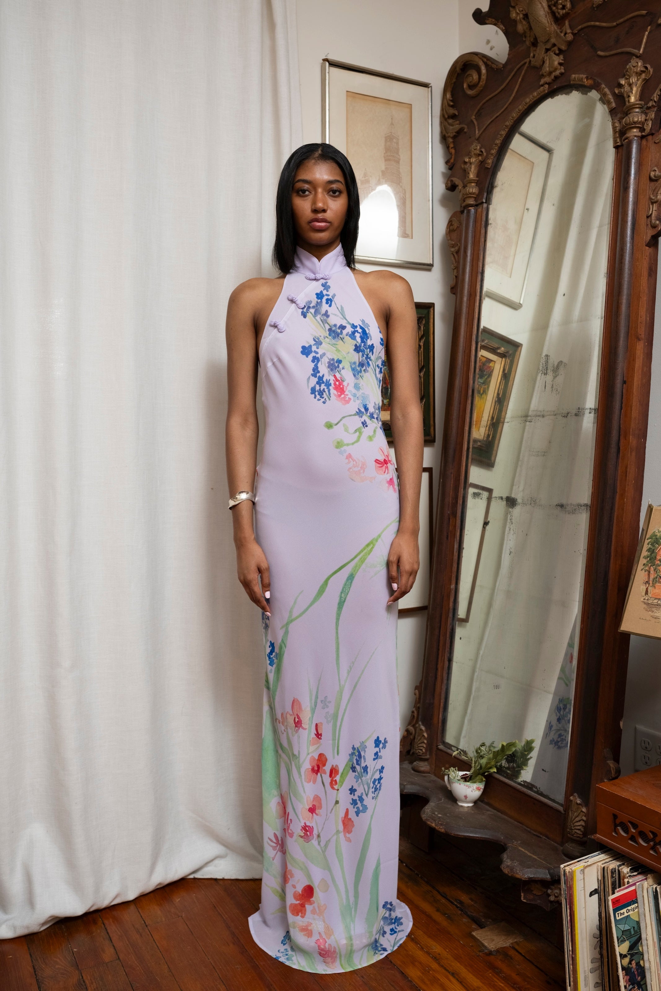 gillian maxi dress SAU LEE Gillian Satin Maxi Dress, Desert Taupe