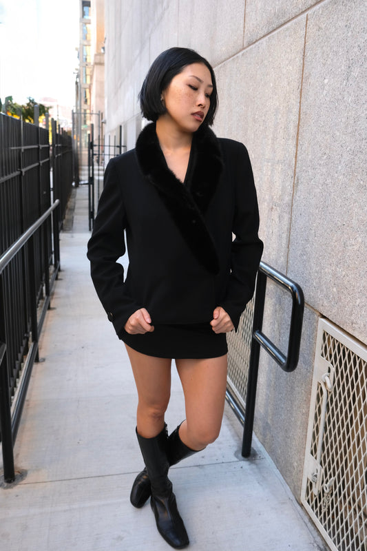 Vintage Valentino Fur Trim Wrap Blazer