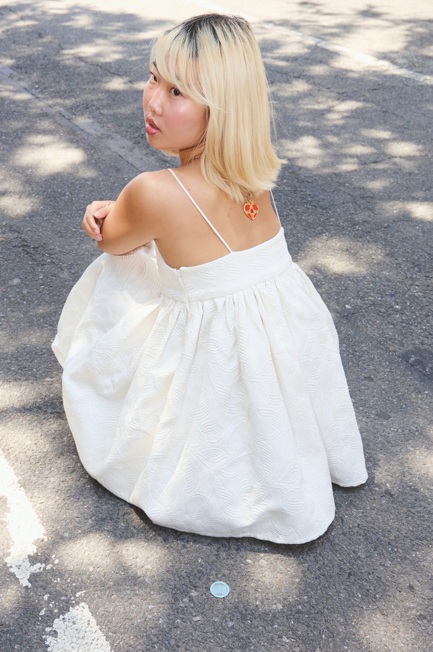 White Matelassé Dress