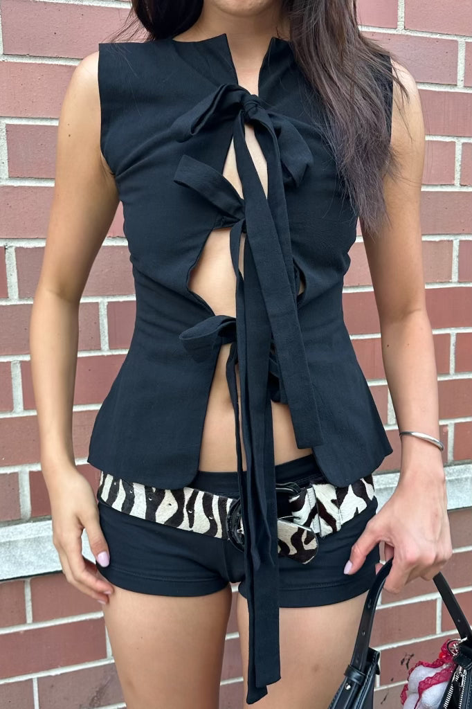 Bowtie Vest in Black (Final Sale)