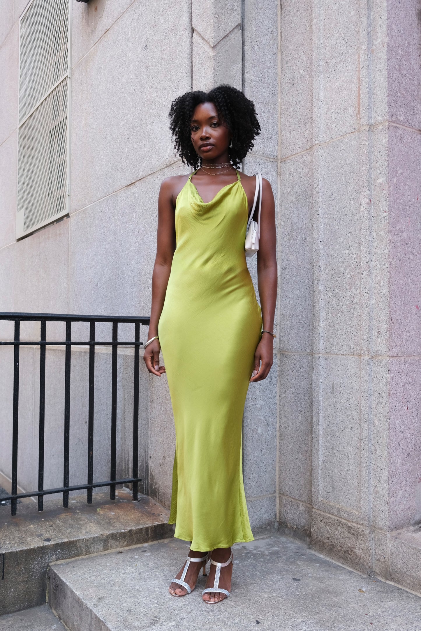 Odessa Halter Dress in Chartreuse