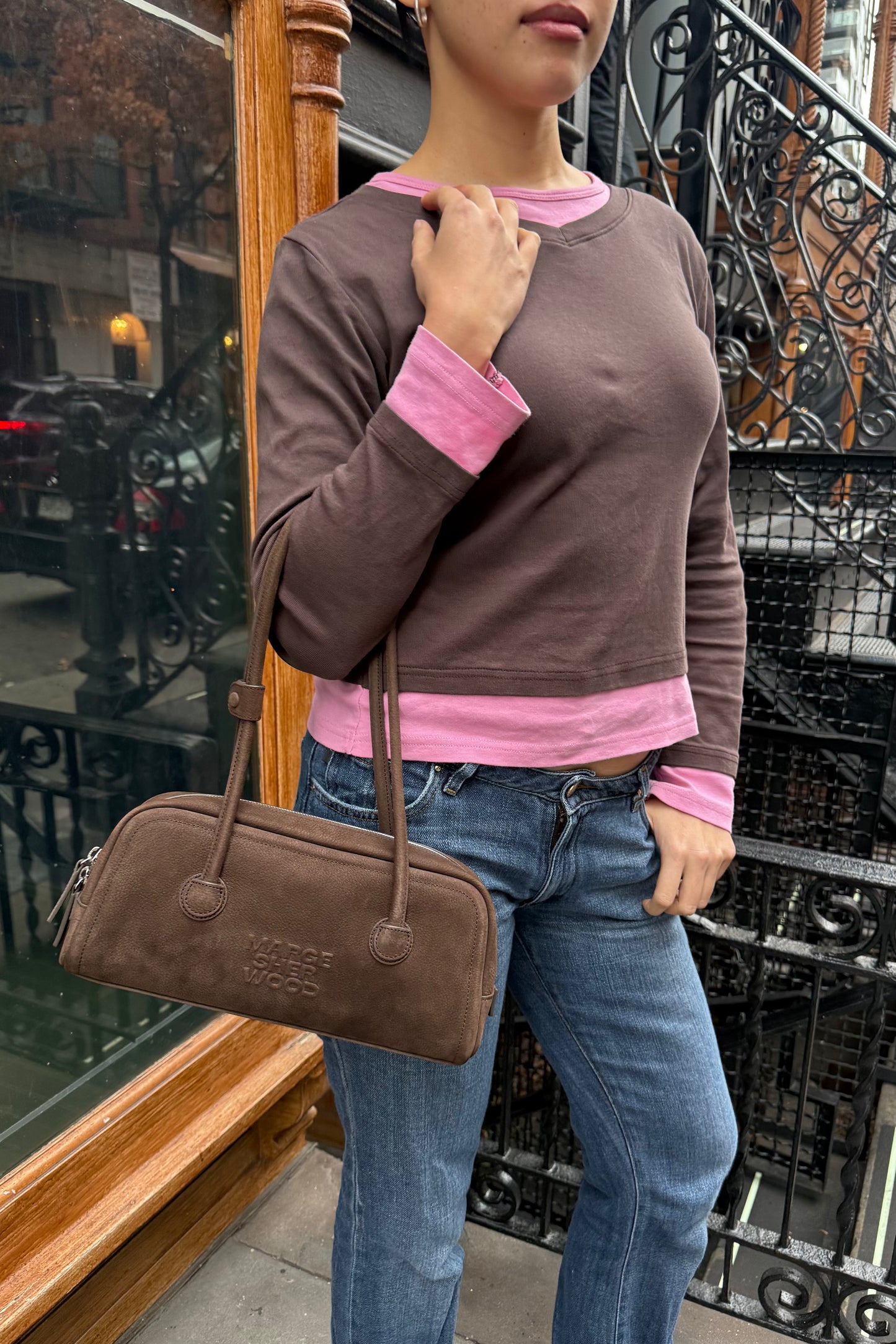 Soft Boston Baguette Bag in Hush Nubuck (Final Sale)