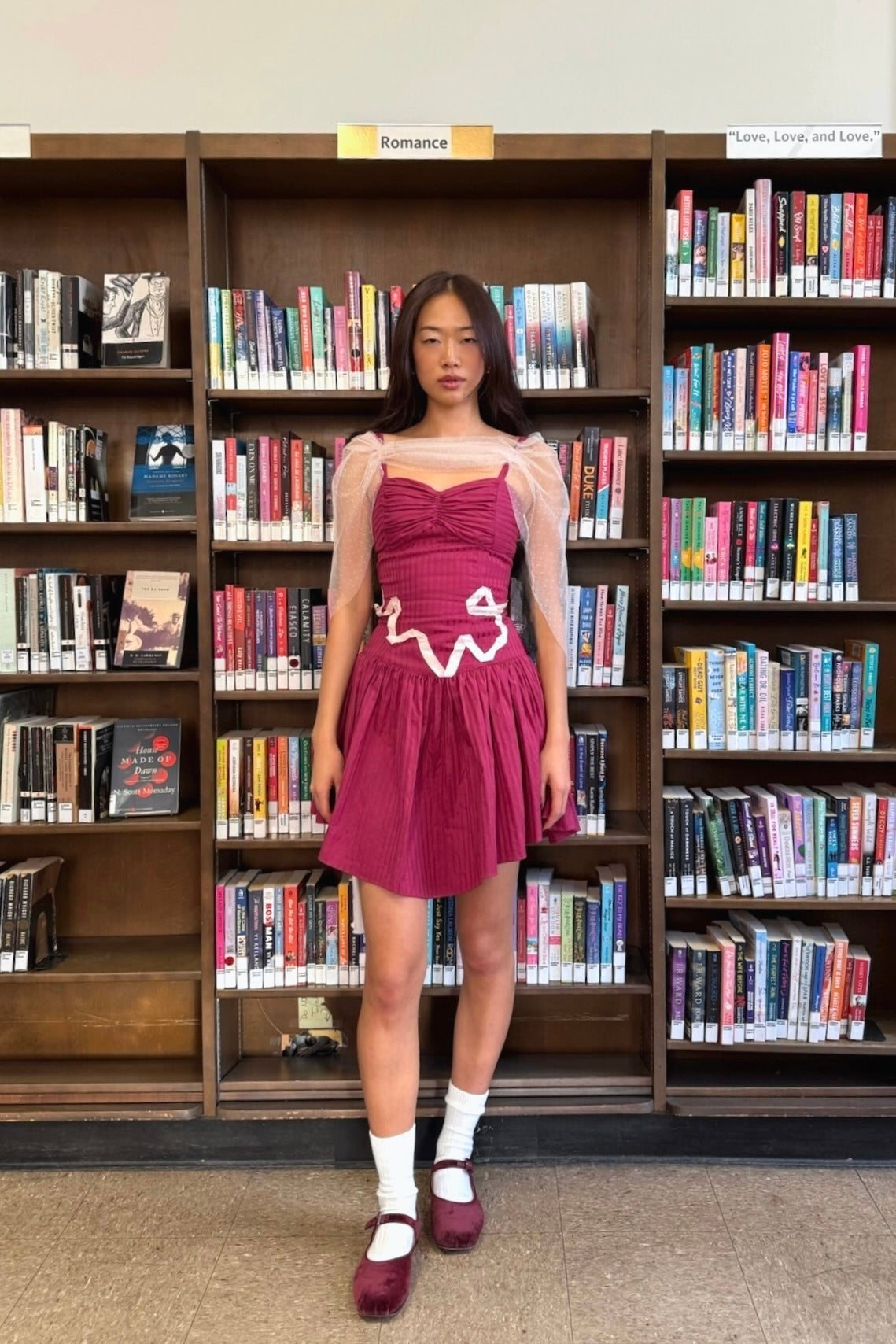 Dancing Ribbon Dress in Cranberry