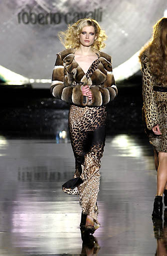 Vintage Roberto Cavalli FW2000 Runway Leopard Print Dress