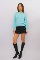 Pull Over Crop Sweater in Aqua