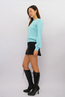 Pull Over Crop Sweater in Aqua