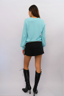 Pull Over Crop Sweater in Aqua