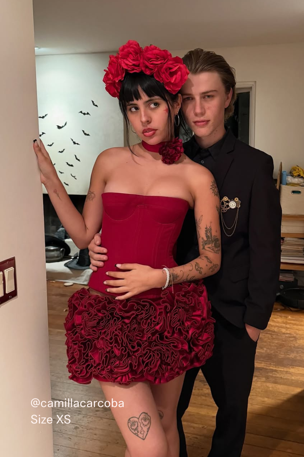 Hand-embroidered Rose Mini Skirt