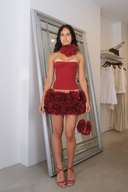 Hand-embroidered Rose Mini Skirt