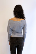 Ballad Button Top in Bluebell