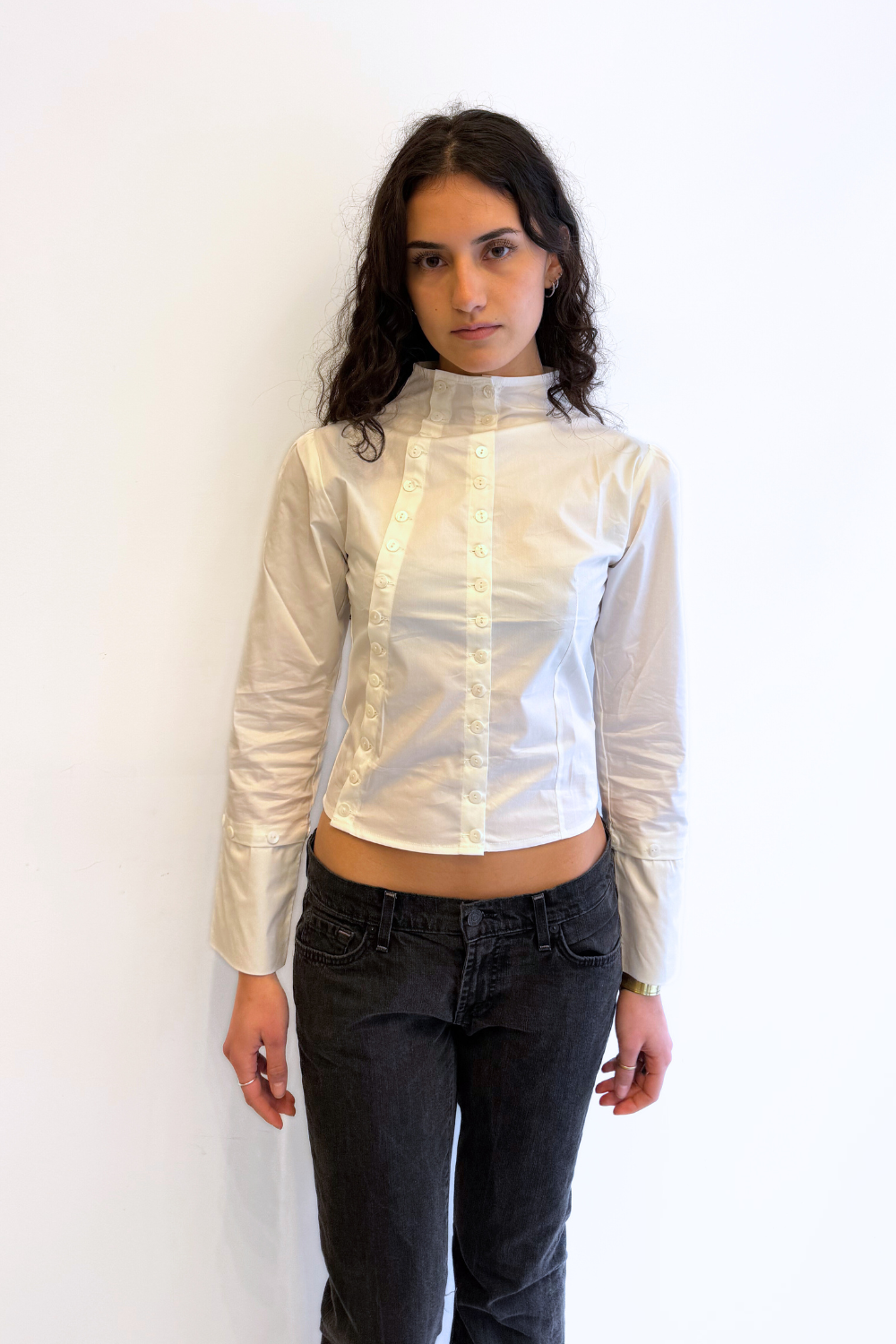 Long Sleeve Poet Shirt in White