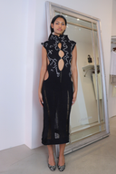 Black Lightning Cut-Out Felted Maxi Dress