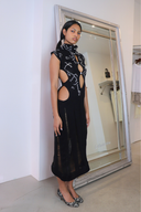 Black Lightning Cut-Out Felted Maxi Dress