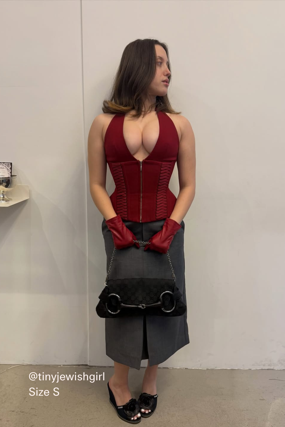 Julia Halterneck Corset Top Red