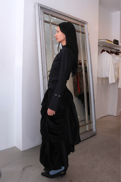 Long Sleeve Poet Shirt in Black