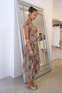 Smooky Plaid Chiffon Dress