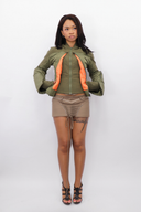 Double-Closure Silhouette Bomber in Army Green