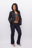 Double-Closure Silhouette Bomber in Black