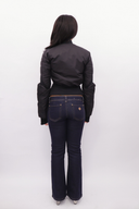 Double-Closure Silhouette Bomber in Black