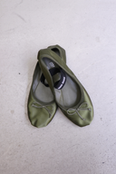 Miu Miu Green Silk Ballet Flats