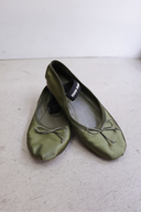Miu Miu Green Silk Ballet Flats