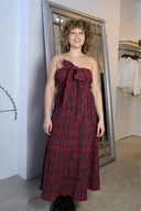Pia Red Check Midi Dress