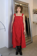 Elina Red Tafetta Midi Dress