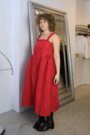 Elina Red Tafetta Midi Dress