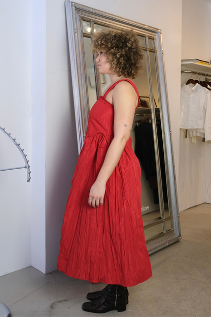 Elina Red Tafetta Midi Dress