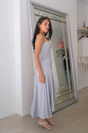 Clavicle Corset Midi Dress in Silver