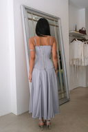 Clavicle Corset Midi Dress in Silver