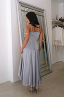 Clavicle Corset Midi Dress in Silver