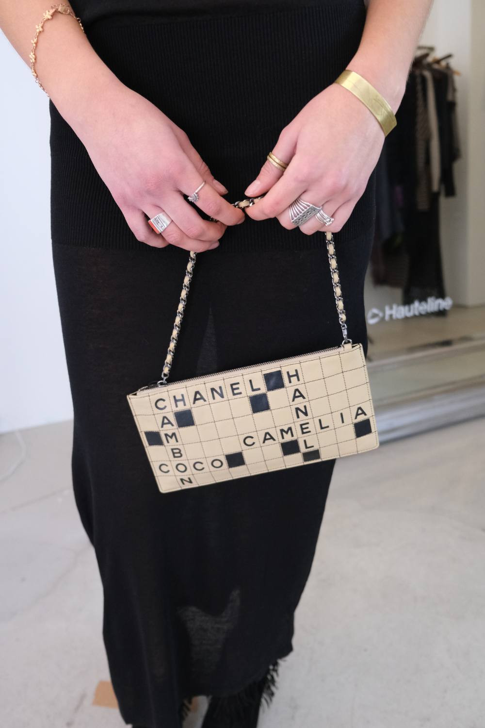 Chanel Crossword Logo Pochette Bag