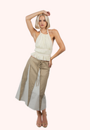 Triangle Trumpet Skirt in Khaki Stone