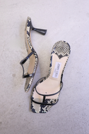 Jimmy Choo Ria Square Toe Black and Cream Snakeskin Heels