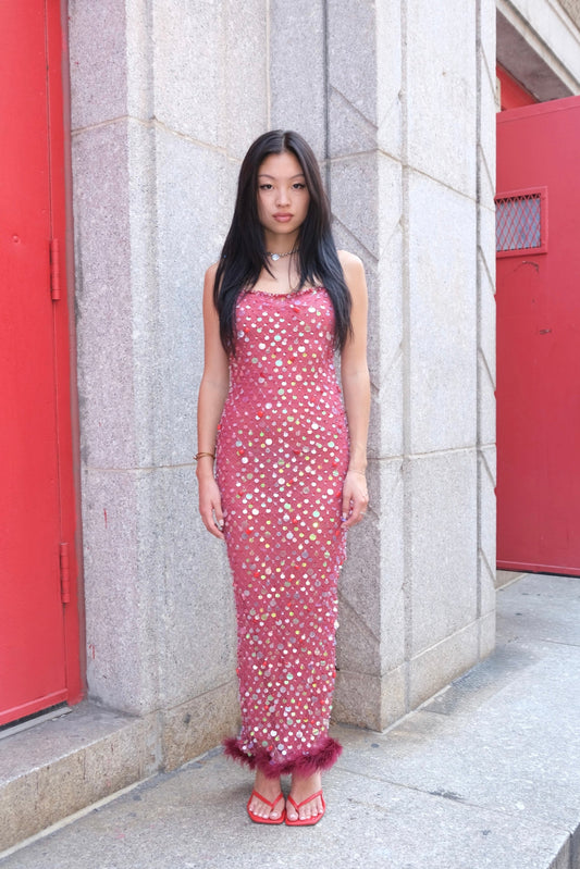 Fishnet Maxi Dress: Lined