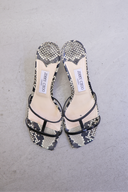 Jimmy Choo Ria Square Toe Black and Cream Snakeskin Heels
