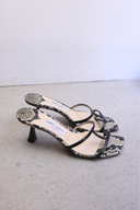 Jimmy Choo Ria Square Toe Black and Cream Snakeskin Heels