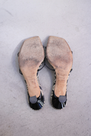 Jimmy Choo Ria Square Toe Black and Cream Snakeskin Heels