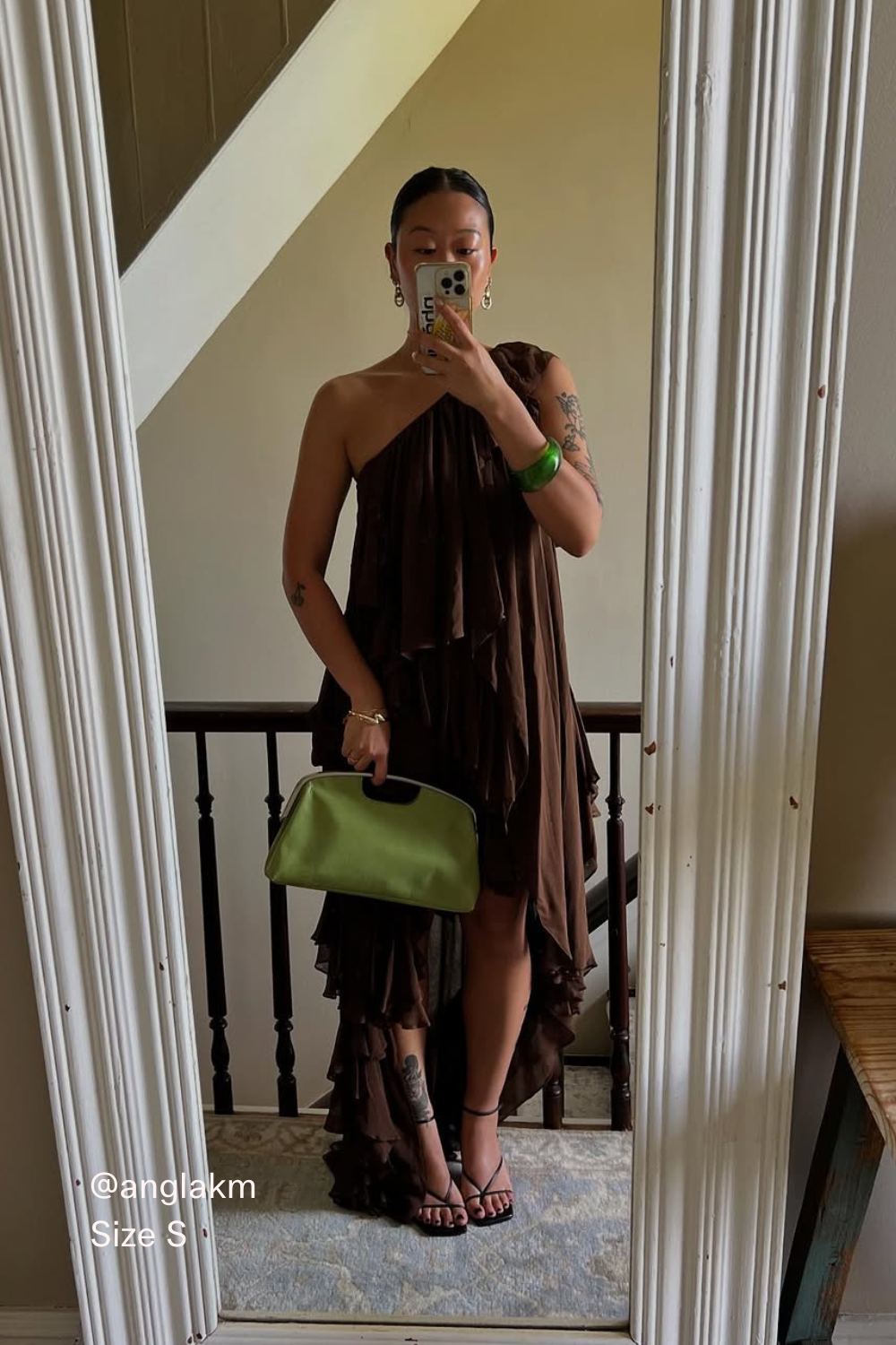 collina strada green dress Printed Midi Length Dress