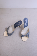 Christian Dior Blue Trotter Lock and Key Heels